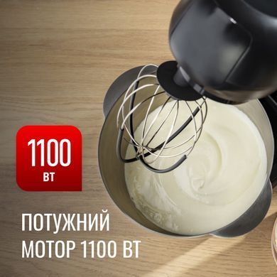 Tefal Кухонна машина Bake Partner 1100Вт, чаша-метал, корпус-пластик, насадок-6, чорний QB522838 фото