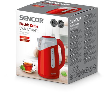 Електрочайник Sencor Series 1700, 1,7л, Strix, пластик, червоний SWK1704RD фото