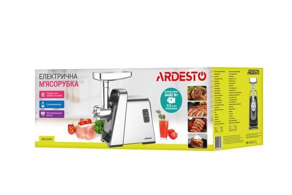 М'ясорубка Ardesto MGK-2400 - 2400 Вт/2,2 кг-хв/4 тертки/томат. соковиж./сріблястий MGK-2400 фото