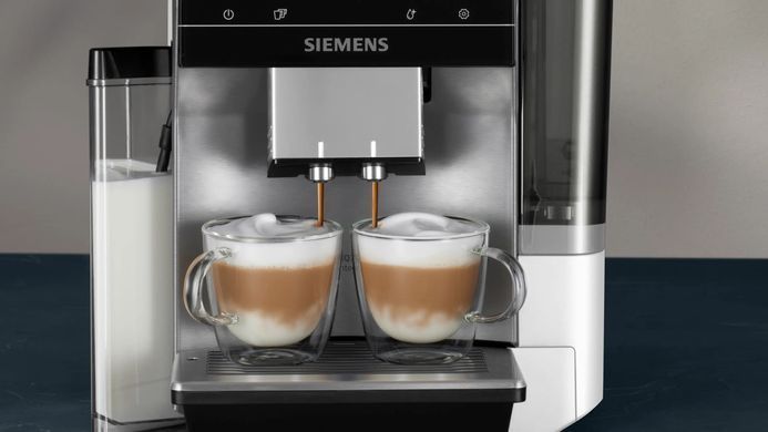 Siemens Siemens Coffee machine, 2.4L, auto capuchino maker, LED display, auto recipe-20, black-silver TQ715R03 фото