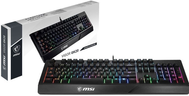 MSI Клавиатура мембранная Vigor GK20 UA 104key, USB-A, EN/UKR/RU, ColorLED, черный S11-04UA208-CL фото