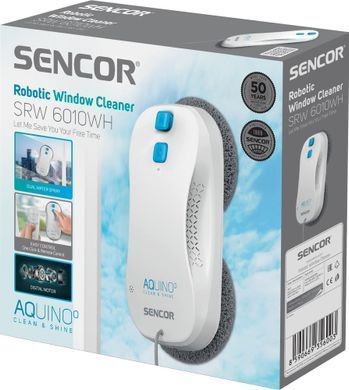 Sencor Робот-пилосос для вікон, 3000Па, вода -0.06л, вологе прибирання, від мережі, білий SRW6010WH фото