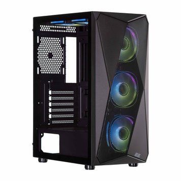 2E Gaming Корпус Aruba G3313W, без БЖ 1xUSB3.0, 2xUSB2.0, 5x120мм ARGB, VGA 300мм, LCS ready, HUB, TG Side Panel, ATX, чорний 2E-G3313B фото
