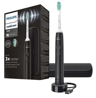 Philips Щетка зубная электр. Sonicare Gemini 3100, 31т. колеб/мин, насадок-1, футляр, черный HX3673/14 фото
