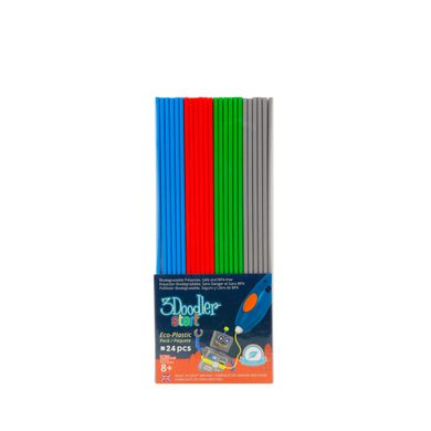 Набор стержней для 3D-ручки 3Doodler Start - МИКС (24 шт: серый, голубой, зеленый, красный) 3DS-ECO-MIX2-24 фото