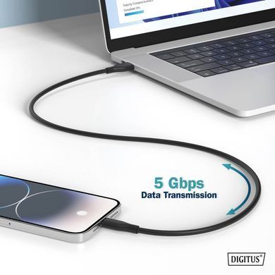 Digitus Кабель USB-C зарядки/синхронизации, 2м, USB 3.2 Gen1, 5G, 100W, 4K, силиконовый, черный AK-300342-020-S фото
