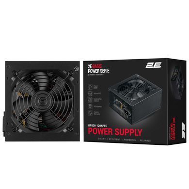 2E Блок питания Basic Power (500W) 80% 120мм 1xMB 24pin(20+4) 1xCPU 8pin(4+4) 3xMolex 4xSATA 2xPCIe 8pin(6+2) 2E-BP500-120APFC фото