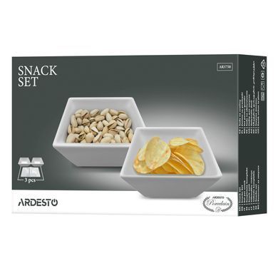 ARDESTO Набор для закусок, 3 предмета, фарфор, белый AR3750 фото