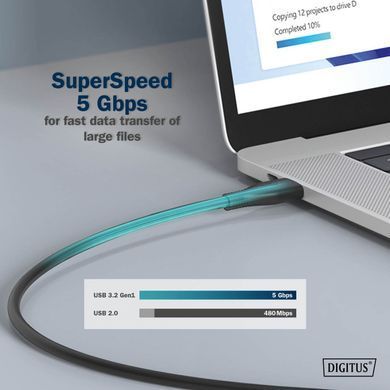 Digitus Кабель USB-C зарядки/синхронизации, 2м, USB 3.2 Gen1, 5G, 100W, 4K, силиконовый, черный AK-300342-020-S фото