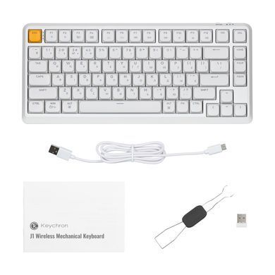 Keychron Клавиатура механическая J1 82Key, K pro Banana, WL/BT/USB-A, QMK, Hot-swap, EN/UKR, RGB, белый J1-Q4-UA фото