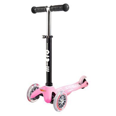 Самокат MICRO серии "Mini2go Deluxe Plus" - РОЗОВЫЙ (до 50 kg, до 20 kg с сидением, 3-х колесный), Розовый