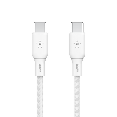 Belkin Кабель заряджання/синхронізації USB-С > USB-С 3м, 100Вт, плетений, білий CAB014BT3MWH фото
