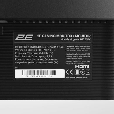 2E Gaming Монітор 27" R2723BV HDMI, DP, VA, 165Hz, 6ms, CURVED, FreeSync 2E-R2723BV-01.UA фото