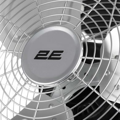 2E Вентилятор підлоговий професійний, 45см, 100Вт, кнопки, двигун мідь 100%, срібний
