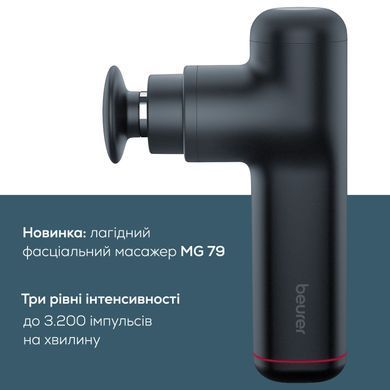 Beurer Массажер для тела, литий-ионный аккум., 3 насадки, 3 режима, черный MG_79 фото