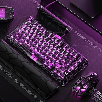 GravaStar Клавіатура механічна Mercury V75 Lite 80keys, Magnetic Blackcore, USB-A, RGB, Transparent Black GS_V75_LITE_XTAL_BLK фото