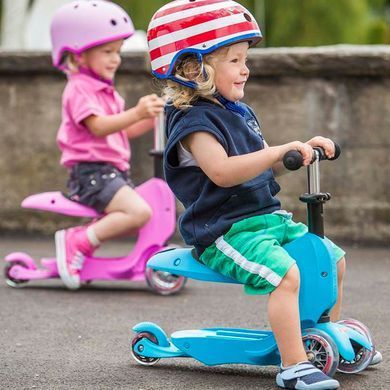 Самокат MICRO серии "Mini2go Deluxe Plus" - РОЗОВЫЙ (до 50 kg, до 20 kg с сидением, 3-х колесный), Розовый