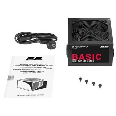 2E Блок питания Basic Power (500W) 80% 120мм 1xMB 24pin(20+4) 1xCPU 8pin(4+4) 3xMolex 4xSATA 2xPCIe 8pin(6+2) 2E-BP500-120APFC фото