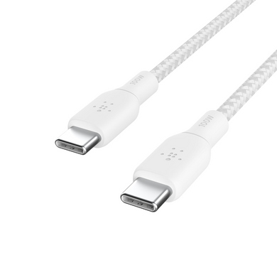 Belkin Кабель заряджання/синхронізації USB-С > USB-С 3м, 100Вт, плетений, білий CAB014BT3MWH фото
