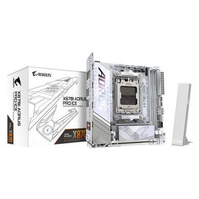Gigabyte Материнская плата X870I AORUS PRO ICE sAM5 X870I AORUS PRO ICE 2xDDR5 M.2 Wi-Fi BT HDMI Type-C ATX X870I_AORUS_PRO_ICE фото
