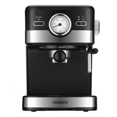 ARDESTO Кофеварка рожковая Steel Collection 1.5л, молотый, ручной капучинатор, черно-серебристый YCM-E16B фото