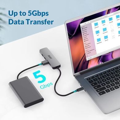 Acer Хаб 5in1 USB-С > 3xUSB-A3.0/HDMI/USB-C, 0.15м, сірий HP.DSCAB.021 фото