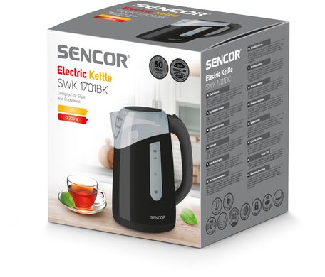 Електрочайник Sencor Series 1700, 1,7л, Strix, пластик, чорний SWK1701BK фото