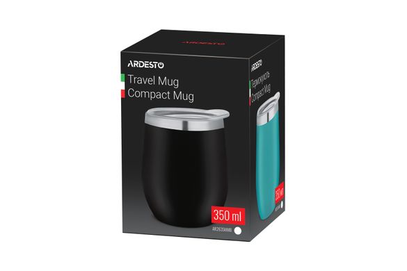 Термокухоль Ardesto Compact Mug 350 мл, нержавіюча сталь, чорний AR2635MMB фото