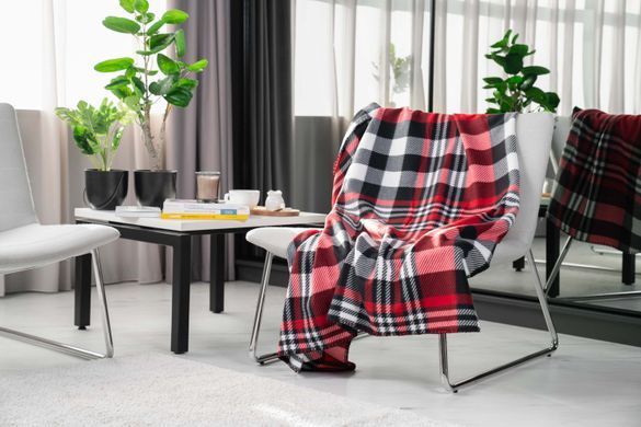 ARDESTO Плед Fleece, 130x160 см, 100% поліестер, клітинка червоно-чорна