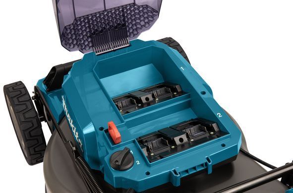 Makita Газонокосарка акумуляторна DLM462Z самохідна, LXT 36В (18+18В), 46 см, 60 л, 39 кг, 20-100мм, мульчір-е, 2.5-5 км/год, до 1900 м2, SOLO DLM462Z фото