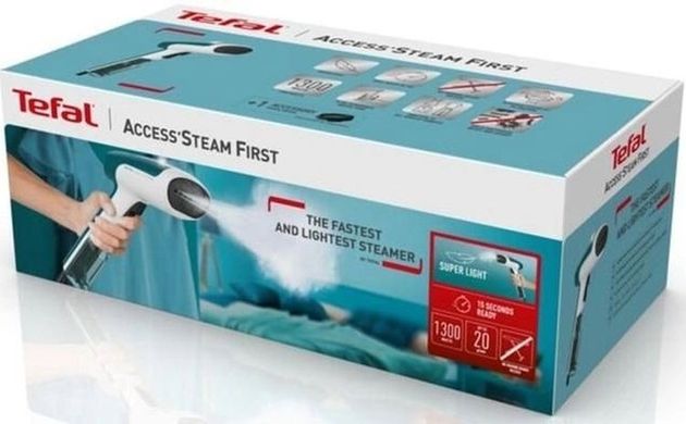 Tefal Відпарювач компактний Access Steam, 1300Вт, 70мл, постійна пара - 20гр, пластик підошв., біло-синій DT6131E0 фото