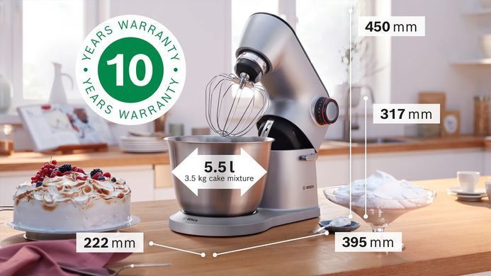Bosch Кухонная машина 1400Вт, чаша-металл, корпус-металл/пластик, насадок-6, серый MUM9B34S27 фото