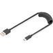 Digitus Кабель USB-C > USB-A заряджання/синхронізації, 1м, Type-C, спіральний, чорний 1 - магазин Coolbaba Toys
