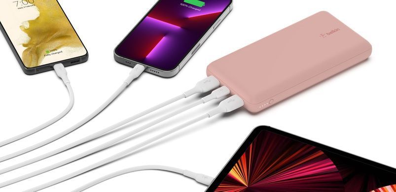 Belkin Акумулятор портативний літій-іонний Power Bank 20000мА&middot;год, 15Вт, 2хUSB-A/USB-C, рожевий BPB012BTRG фото