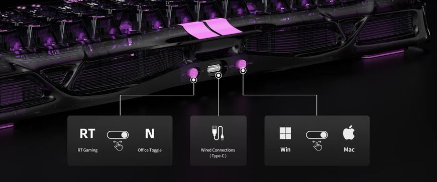 GravaStar Клавіатура механічна Mercury V75 Lite 80keys, Magnetic Blackcore, USB-A, RGB, Transparent Black GS_V75_LITE_XTAL_BLK фото