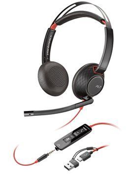 Poly Гарнітура комп'ютерна стерео On-ear Blackwire 5220, USB-A, USB-C, 3.5 мм, односпрямований, noise canceling, чорний 8X231AA фото