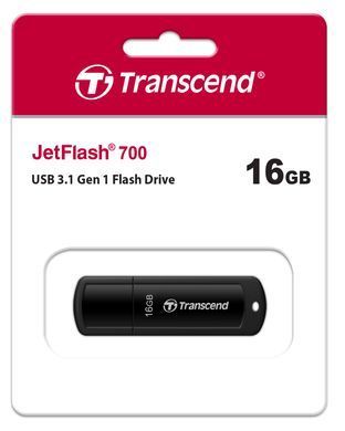 Transcend Накопичувач 16GB USB 3.1 JetFlash 700 Black TS16GJF700 фото
