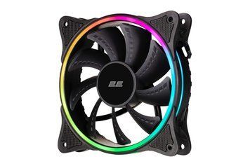2E Gaming Корпусний вентилятор F120OR-ARGB, 120мм, 1200rpm, 3pin, 3pin +5VARGB, 25.3dBa, чорний 2E-F120OR-ARGB фото