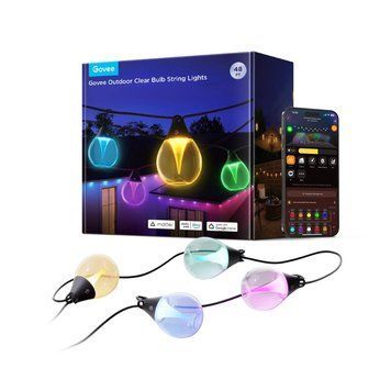 Govee Набір світлодіодних ламп H7025 Outdoor Clear Bulb String Lights, 15м, RGBIC/Warm White, WI-FI/Bluetooth, чорний H7025CB1 фото