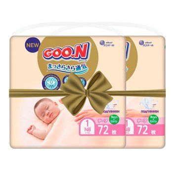 Підгузки GOO.N Premium Soft для новонароджених до 5 kg (1(NB), на липучках, унісекс, 144 шт) 863222-2 фото