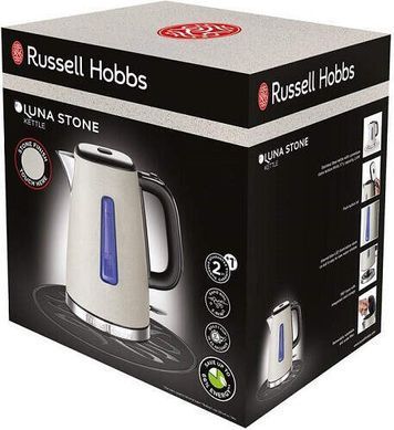 Russell Hobbs Электрочайник Luna Stone, 1.7л, металл, под камень, бежевый 26960-70 фото