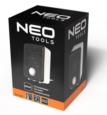 Neo Tools Тепловентилятор електричний настільний Neo Tools, 600Вт, термостат, білий, 0.62кг 90-129 фото