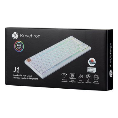 Keychron Клавіатура механічна J1 82Key, K pro Red, WL/BT/USB-A, QMK, Hot-swap, EN/UKR, RGB, білий J1-Q1-UA фото