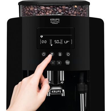 Krups Кофемашина Arabica, 1.8л, зерно, ручной капуч, LED-дисплей, авторецептов -3, свой рецепт , черный EA817010 фото