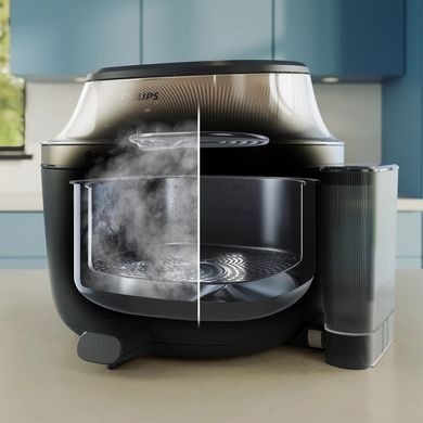 Philips Мультипіч Philips Series 5000 OVI SteamFry 2000Вт, чаша-7.2л, сенсорне управл., 12 авто. програм, аксесуари, пластик, чорний NA547/07 фото