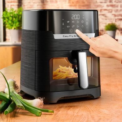 Moulinex Мультипіч Easy Fry&Grill Window, 1550Вт, чаша-4.2л, сенсорне керув., 8 програм, з віконцем, пластик, чорний EZ506820 фото
