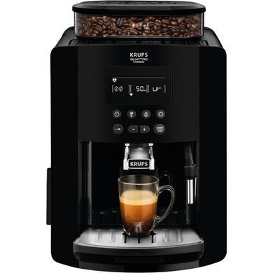 Krups Кофемашина Arabica, 1.8л, зерно, ручной капуч, LED-дисплей, авторецептов -3, свой рецепт , черный EA817010 фото