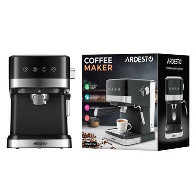 ARDESTO Кофеварка рожковая Steel Collection 1.5л, молотый, ручной капучинатор, сенсорное управление, черно-серебристый YCM-E1700 фото