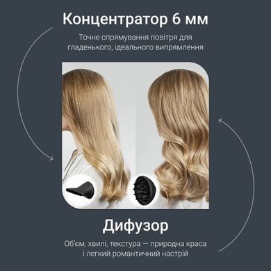 Rowenta Фен Rowenta Tiny, 1600Вт, 3 режими, дифузор, іоніз-я, хол. обдув, зелено-чорний HY7120E0 фото