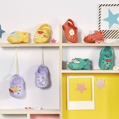 Обувь для куклы BABY BORN - САНДАЛИИ С ЗНАЧКАМИ (на 43 сm, лиловые) 831809-2 фото